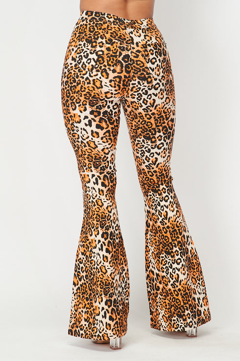 Super High Waisted Stretchy Bell Bottoms - Cheetah Print - SohoGirl.com
